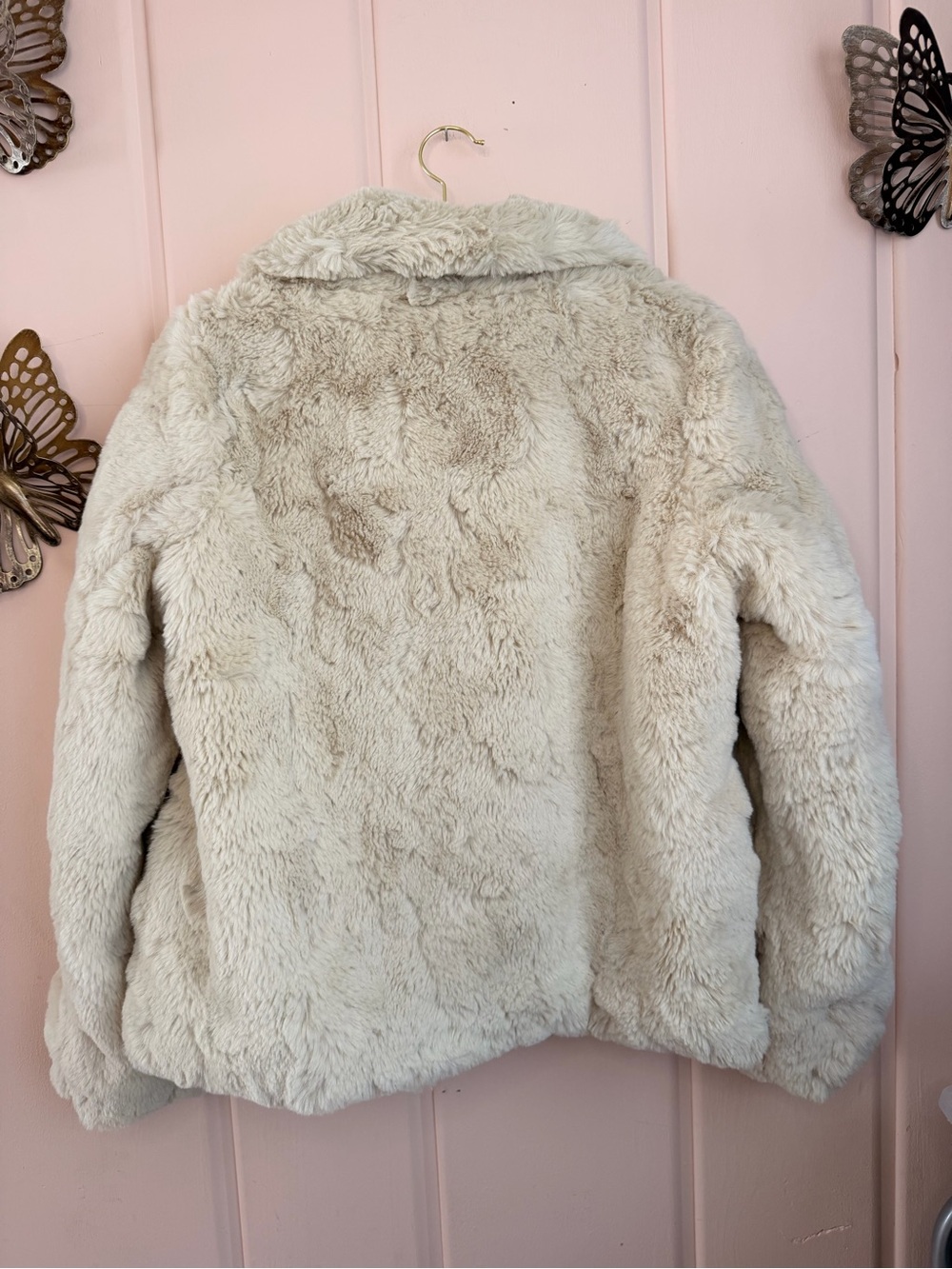 Jou Jou Cream Faux Fur Teddy JacketszM - Picture 3 of 4